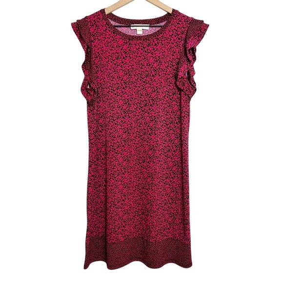 Michael Michael Kors Floral Red Pink Black Women Dress Size Medium - Picture 1 of 10